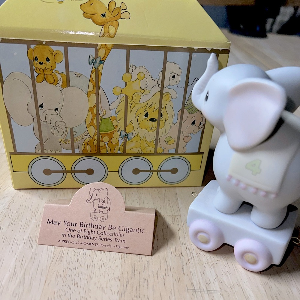 Precious Moments #4 birthday train figurine. “May Your Birthday Be Gigantic”